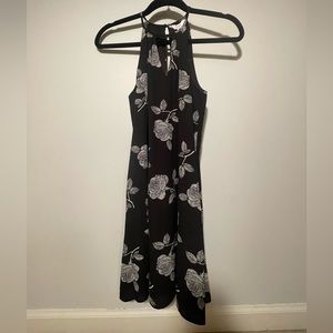 Black and White Floral Sleeveless Dress